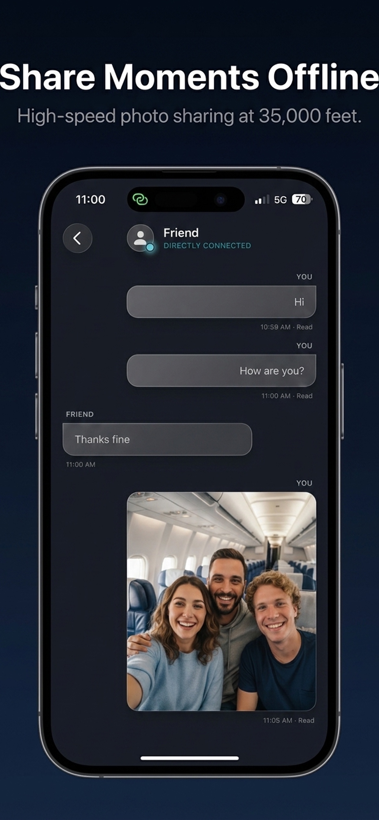 AirChat offline conversation with a shared photo