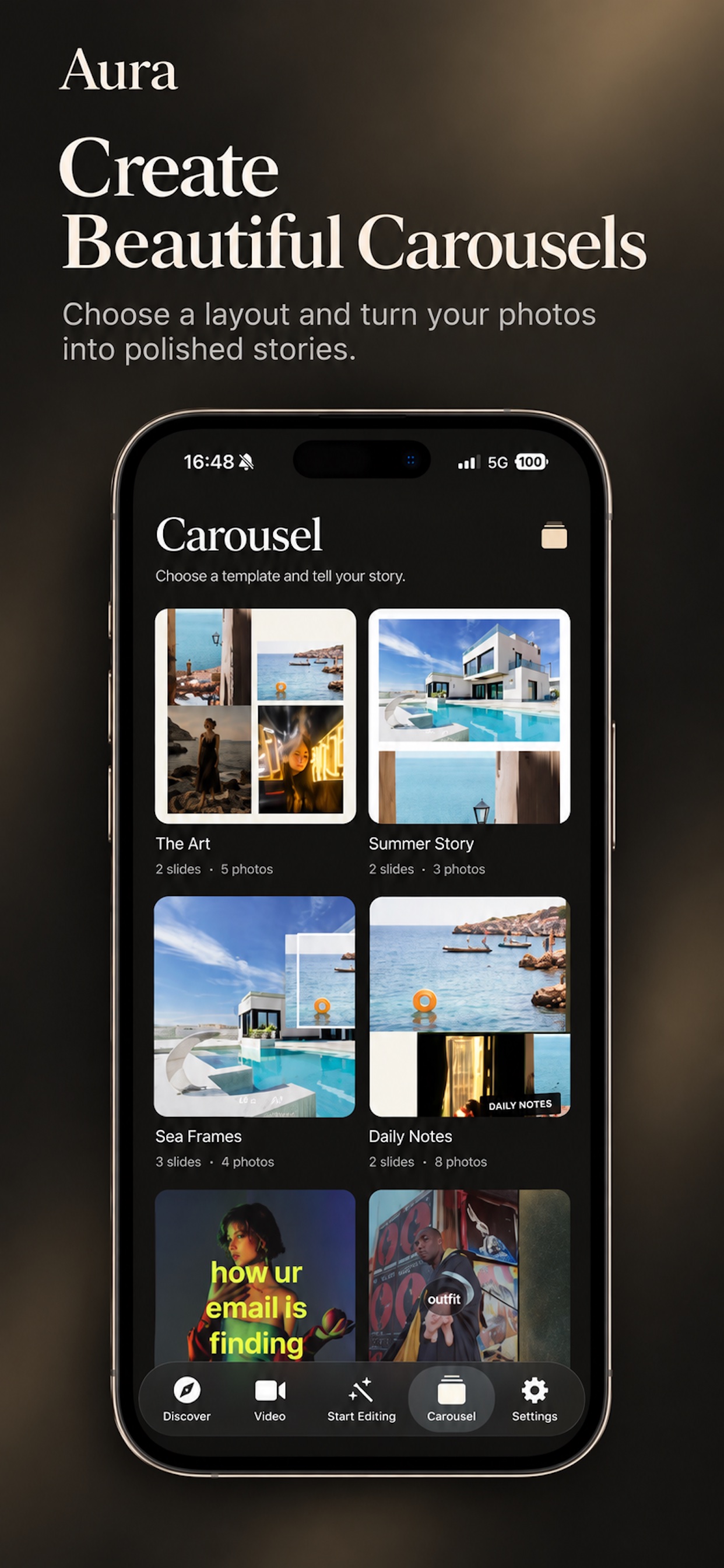 Create beautiful photo carousels in Aura