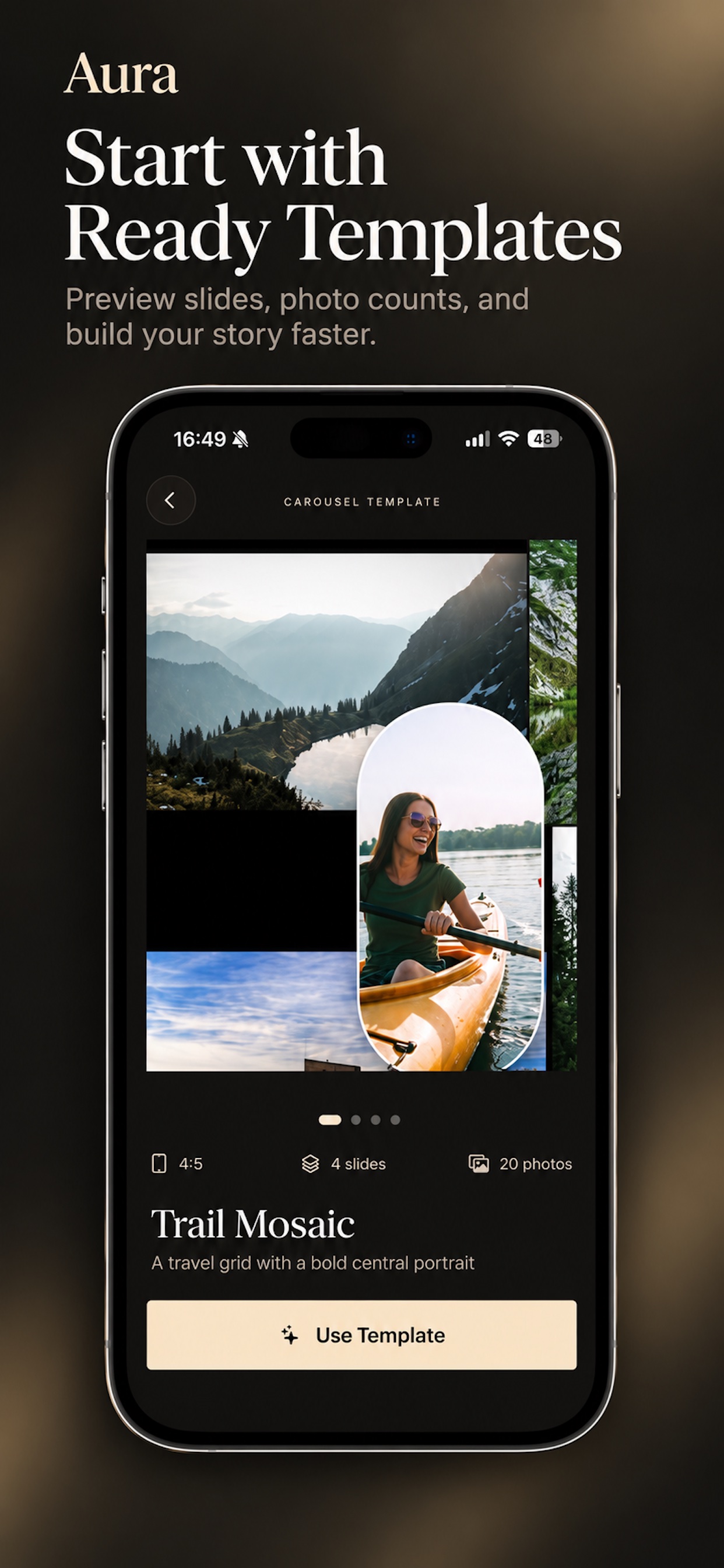 Start with ready-made carousel templates in Aura