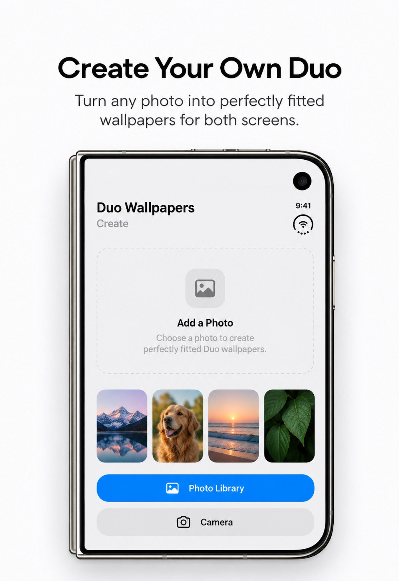 Create Duo wallpapers from a photo library image or camera photo