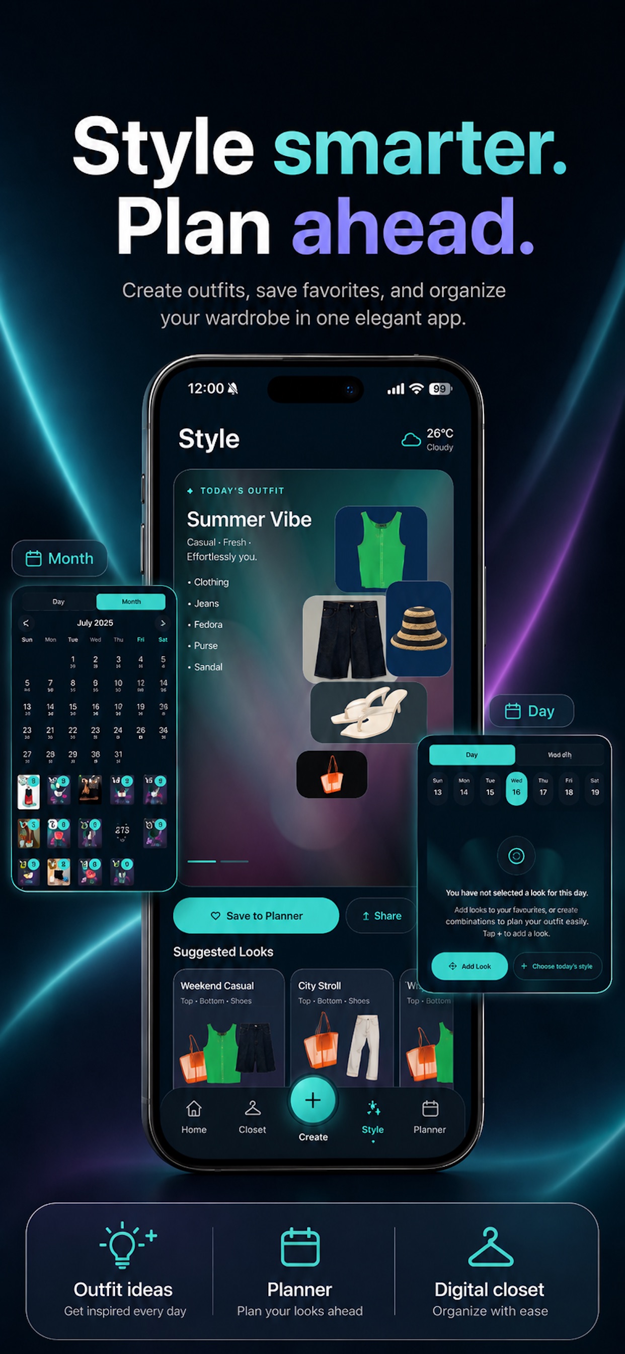 Outfit Daily planner screens